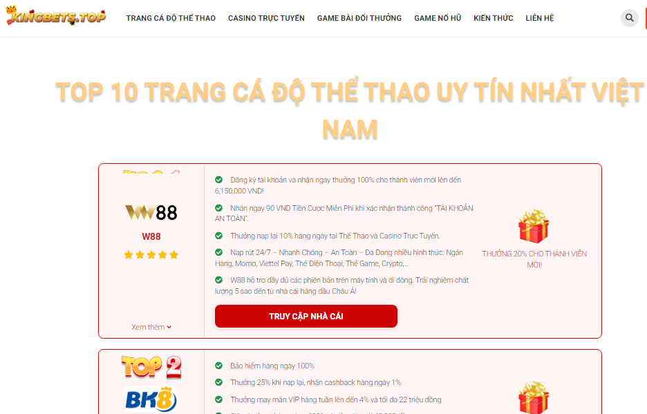 Dẫn đầu cuộc chơi với Kingbets.top - Nền tảng thông tin nhà cái đa dạng phong phú