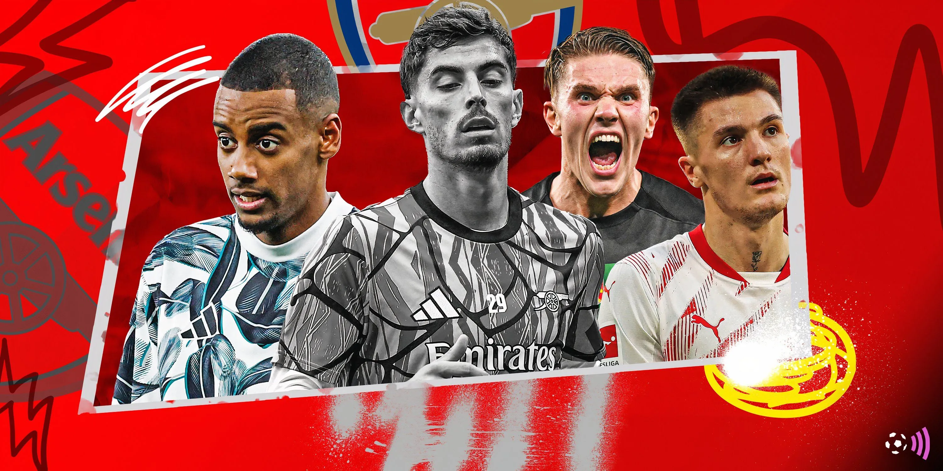 Các mục tiêu tiền đạo tiềm năng của Arsenal: Havertz, Sesko, Isak, Gyokeres.