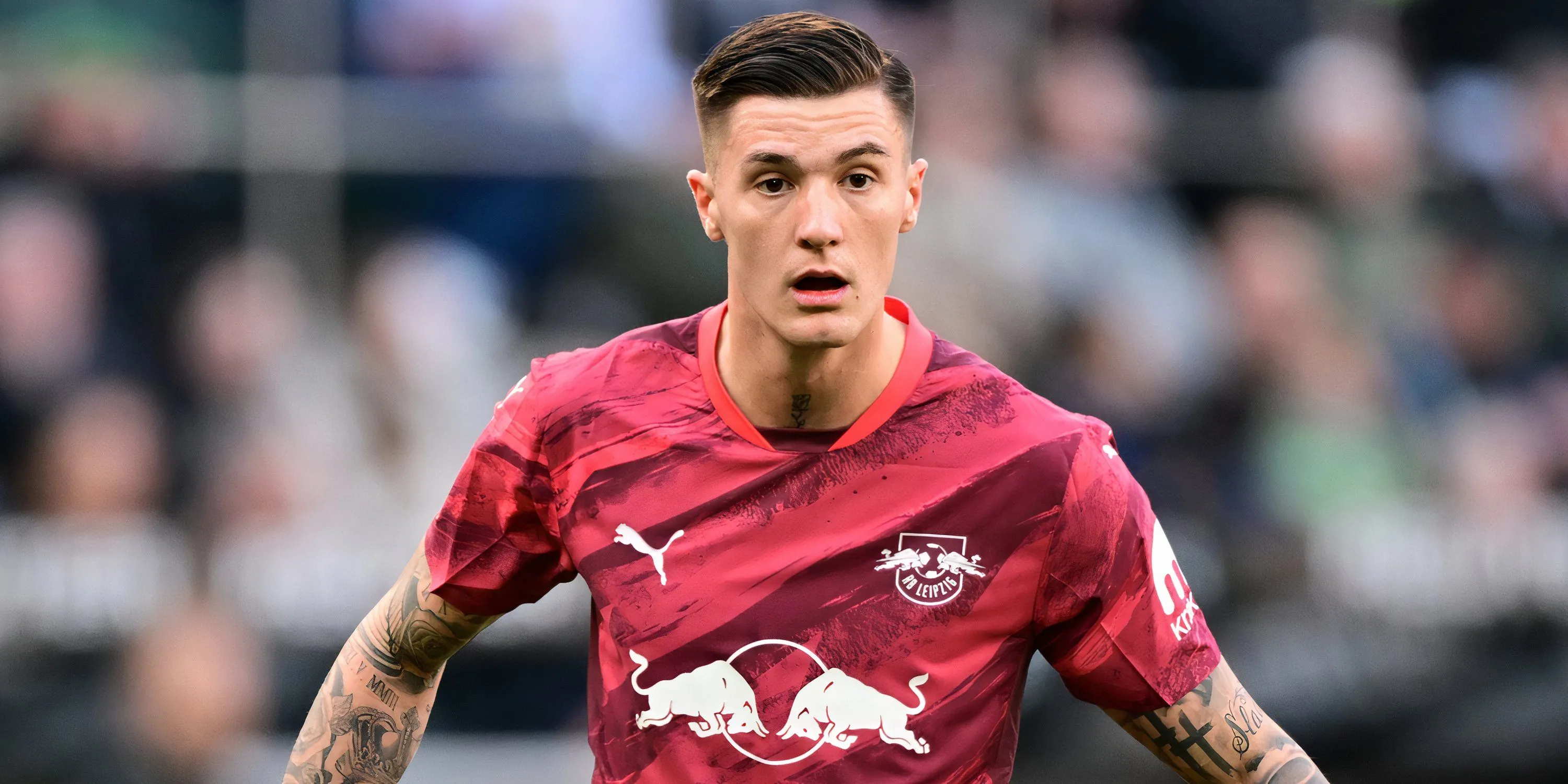 Benjamin Sesko trong màu áo RB Leipzig, mục tiêu chuyển nhượng của Arsenal
