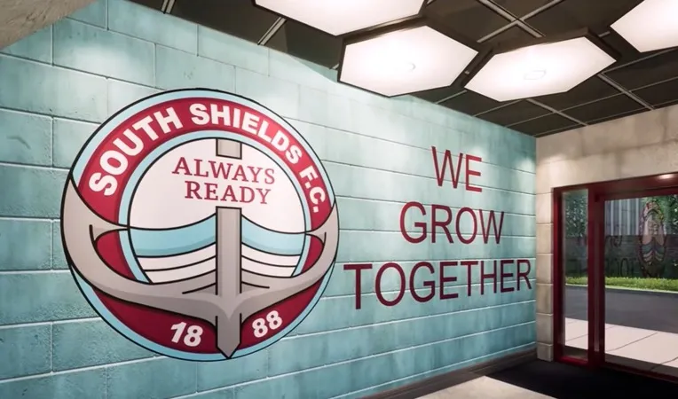 Cổng vào sân Mariners Park của CLB South Shields FC, thể hiện sự đơn giản nhưng thân thiện