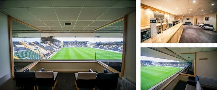 Phòng khách sạn VIP tại sân vận động Meadow Lane của Notts County, phục vụ trải nghiệm xem bóng đá cao cấp