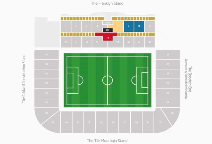 Sơ đồ chỗ ngồi chi tiết của sân vận động Bet365 Stadium