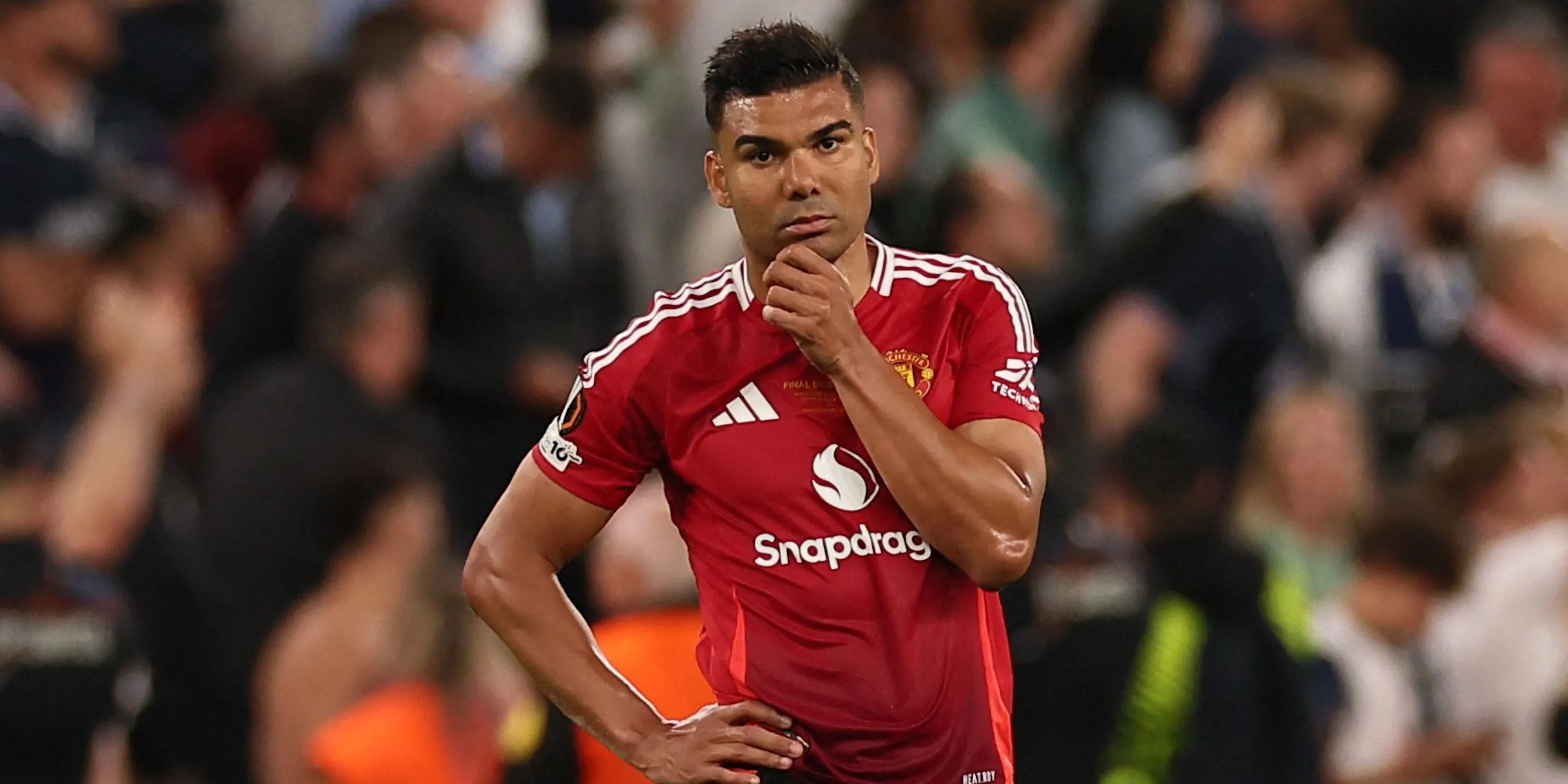 Casemiro của Manchester United với biểu cảm thất vọng sau trận đấu